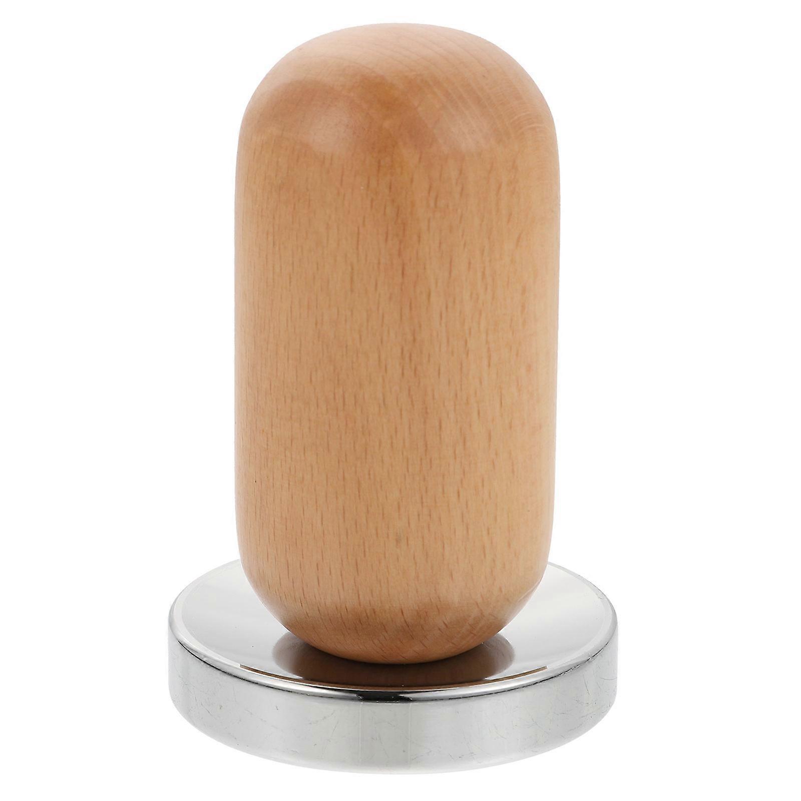 1 Pc Coffee Bean Press with Beech Wood Handle Silver Convenient Practical