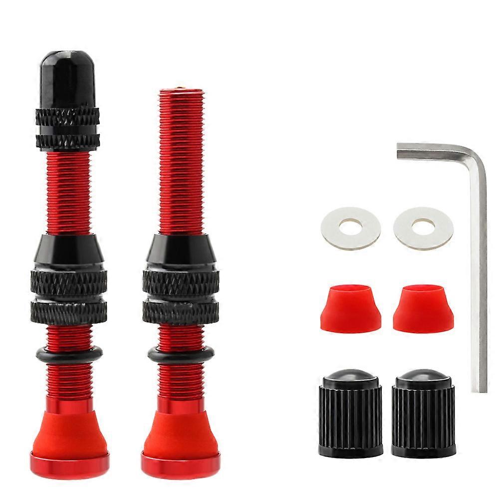 Tubeless Valve Core Bike Replacement 1 Set 9Pcs Red Aluminum Alloy Prevent Air Leakage Compact Design