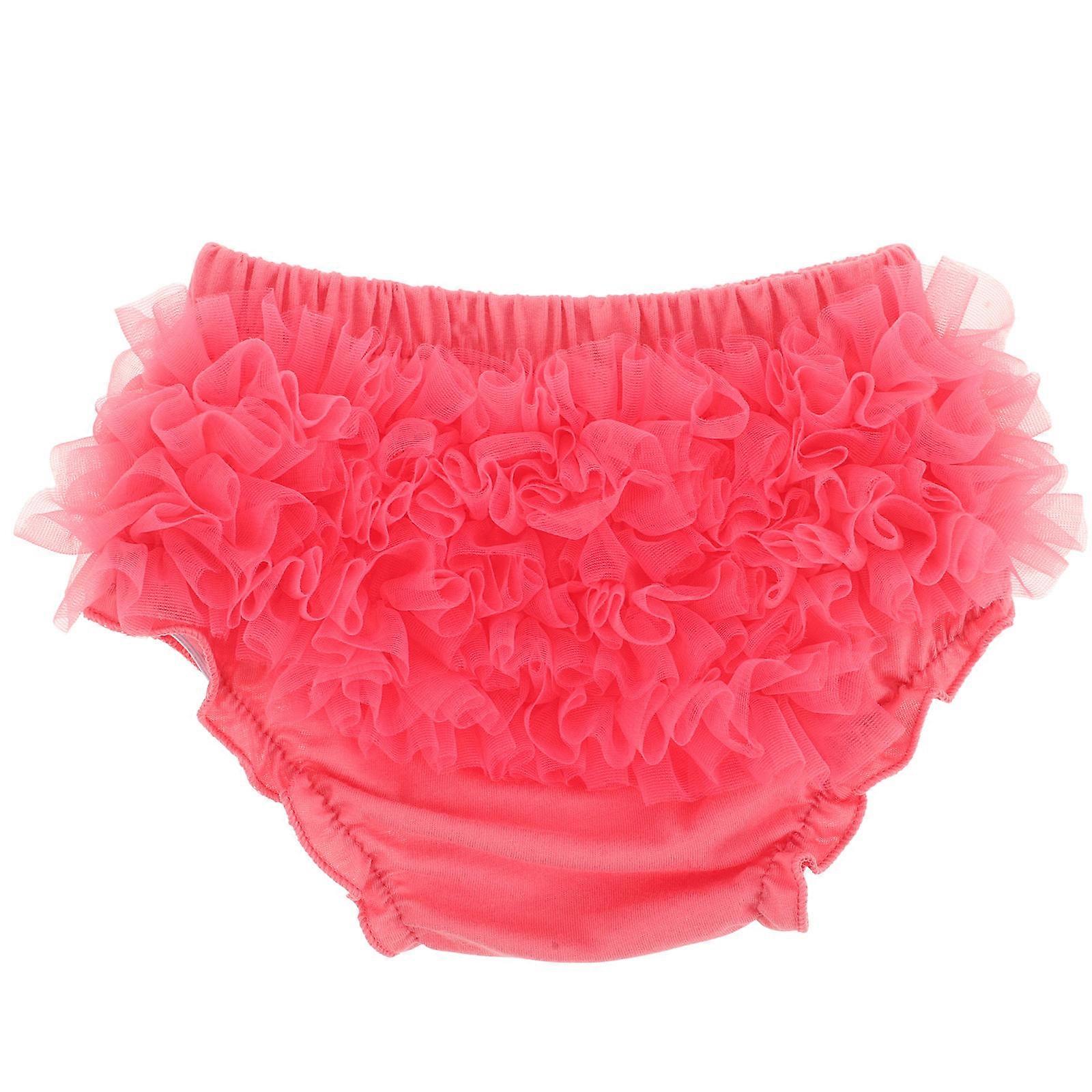 Newborn Baby Girls Cotton Shorts with Tulle Ruffle for Summer Photography Props Watermelon Red Soft Comfort 1Pack