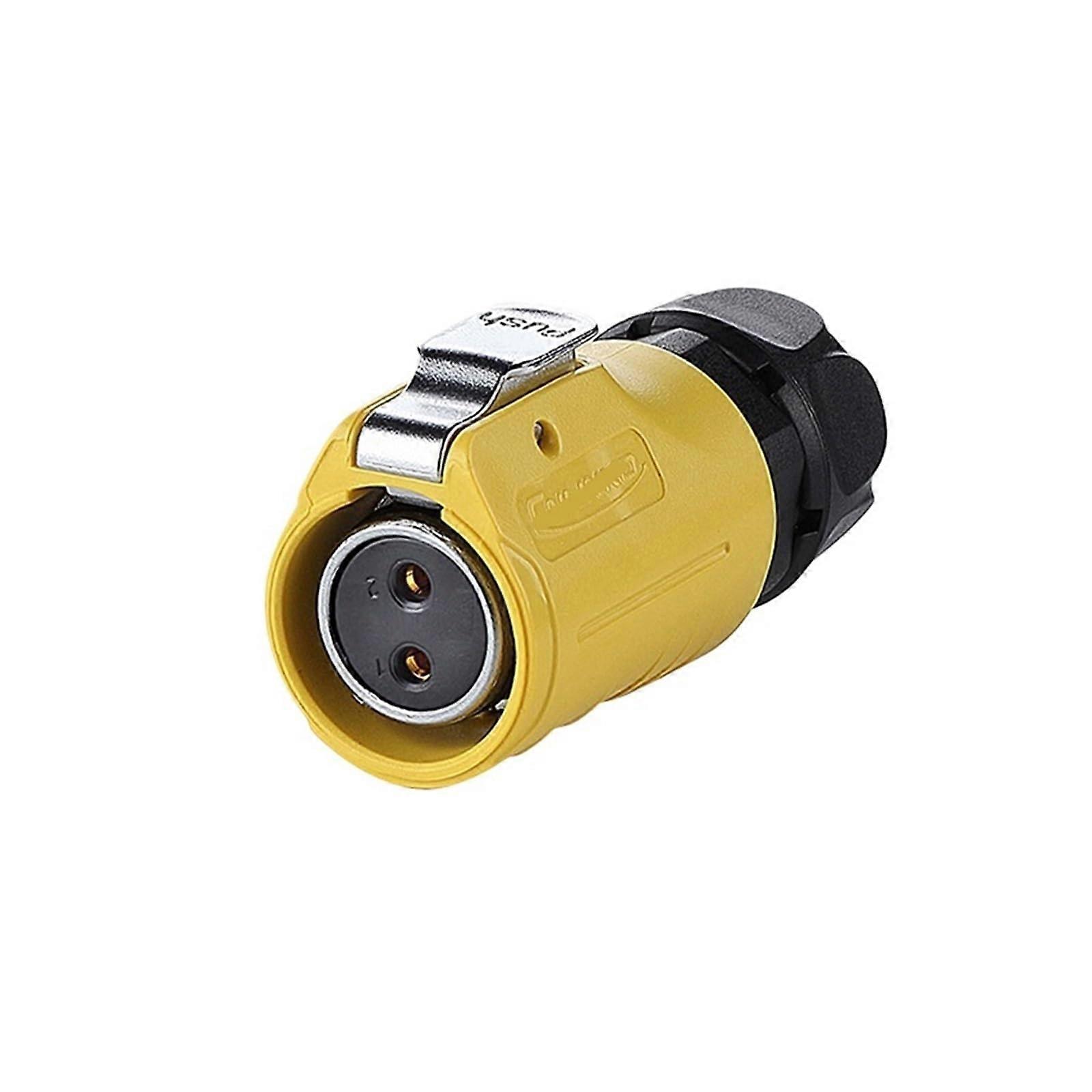 LP-20 2-Pin Aviation Connector Socket IP68, Yellow Inverted, UL Listed Female Plug