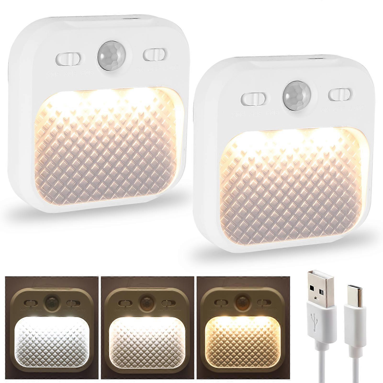 Rechargeable Magnetic Wall Light Sensor Night Light 2pcs
