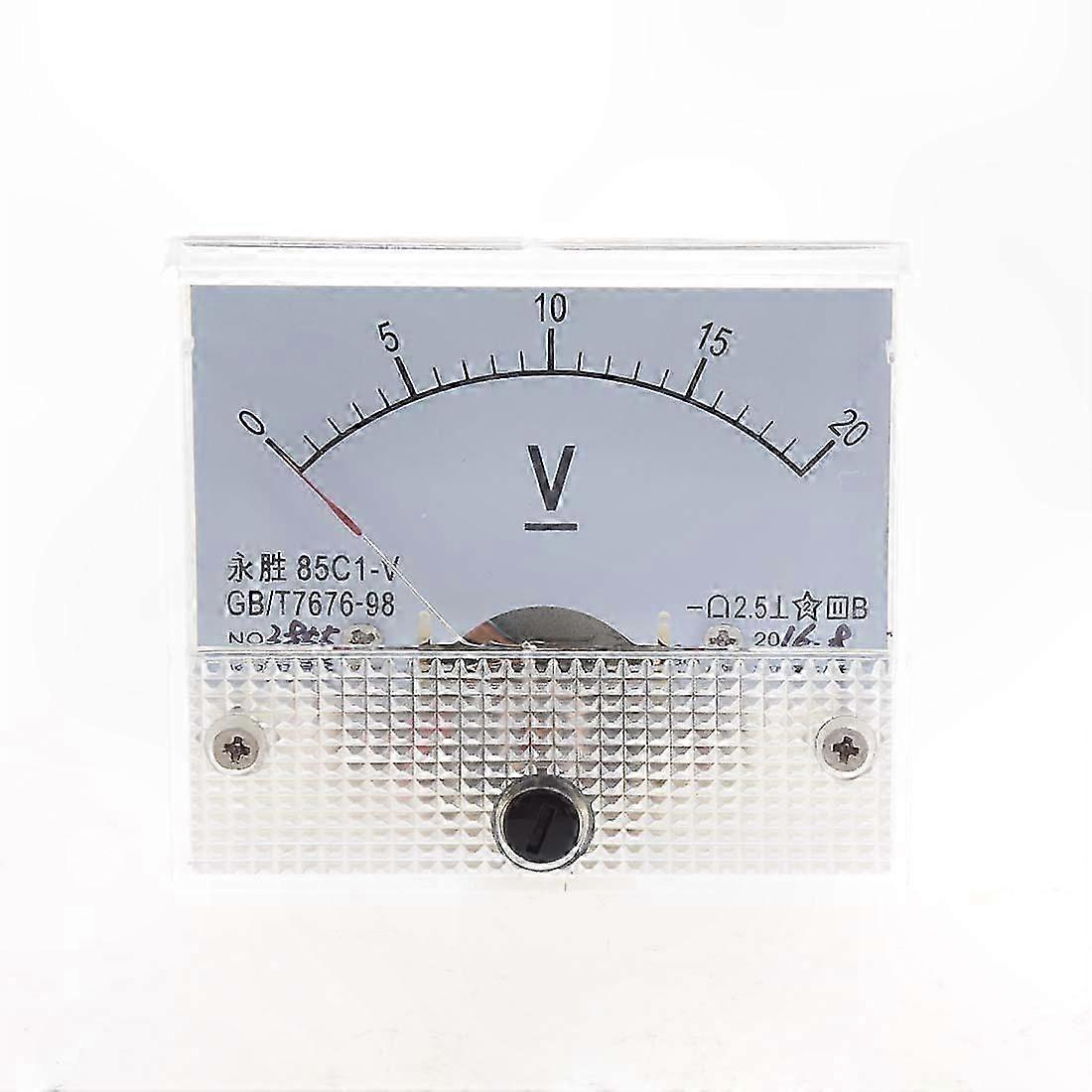 Analog Volt Panel Meter, DC 0-20V, Class 2.5, 85C1-V Style Voltage Monitor for Electrical Measurement