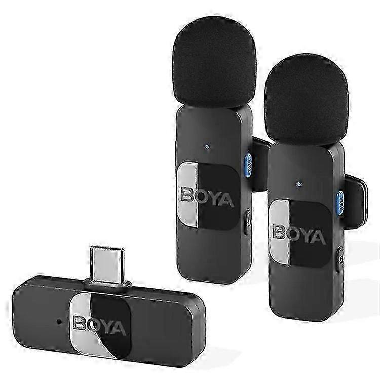 TTMA BOYA BY-V20 2,4 GHz Drahtlose Lavalier-Mikrofone USB-C Mini-Videoaufnahmemikrofon mit 2 Sendern + 1 Empfänger