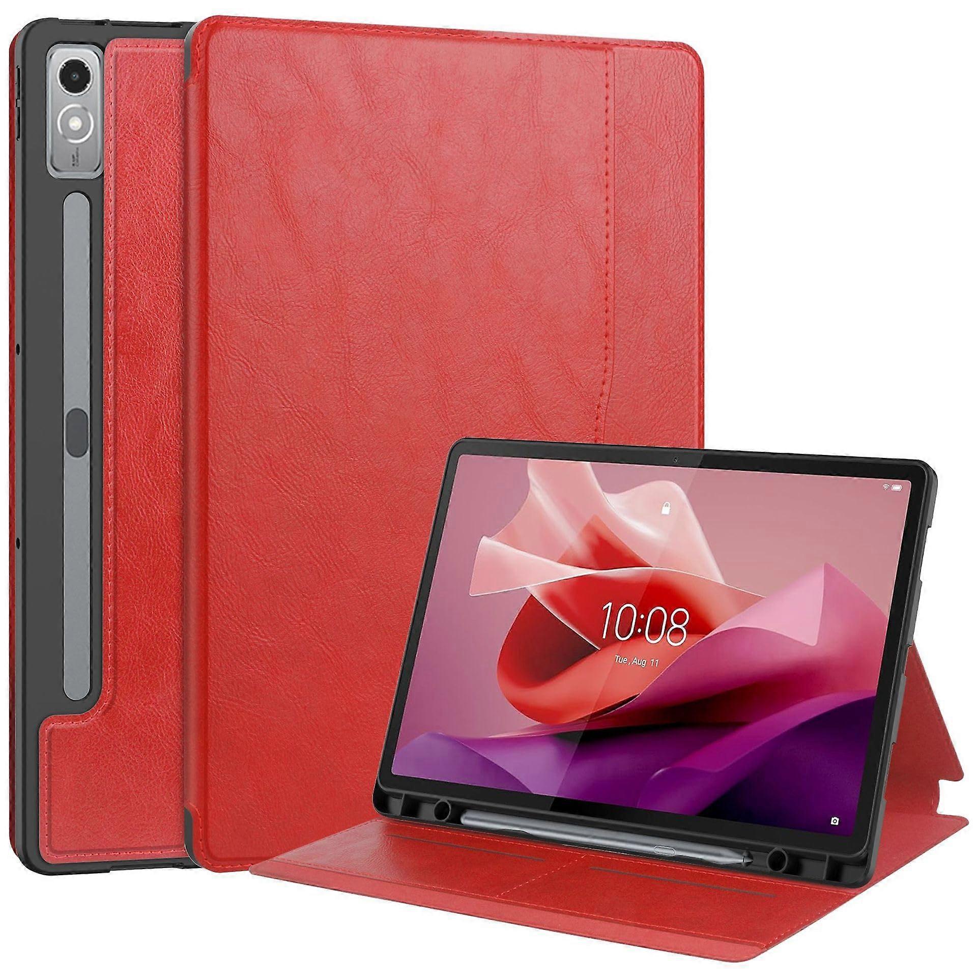 Protective case for Lenovo Tab P12, 12.7 inches, Smart Slim Cover with Stylus Holder, Auto Wake/Sleep red