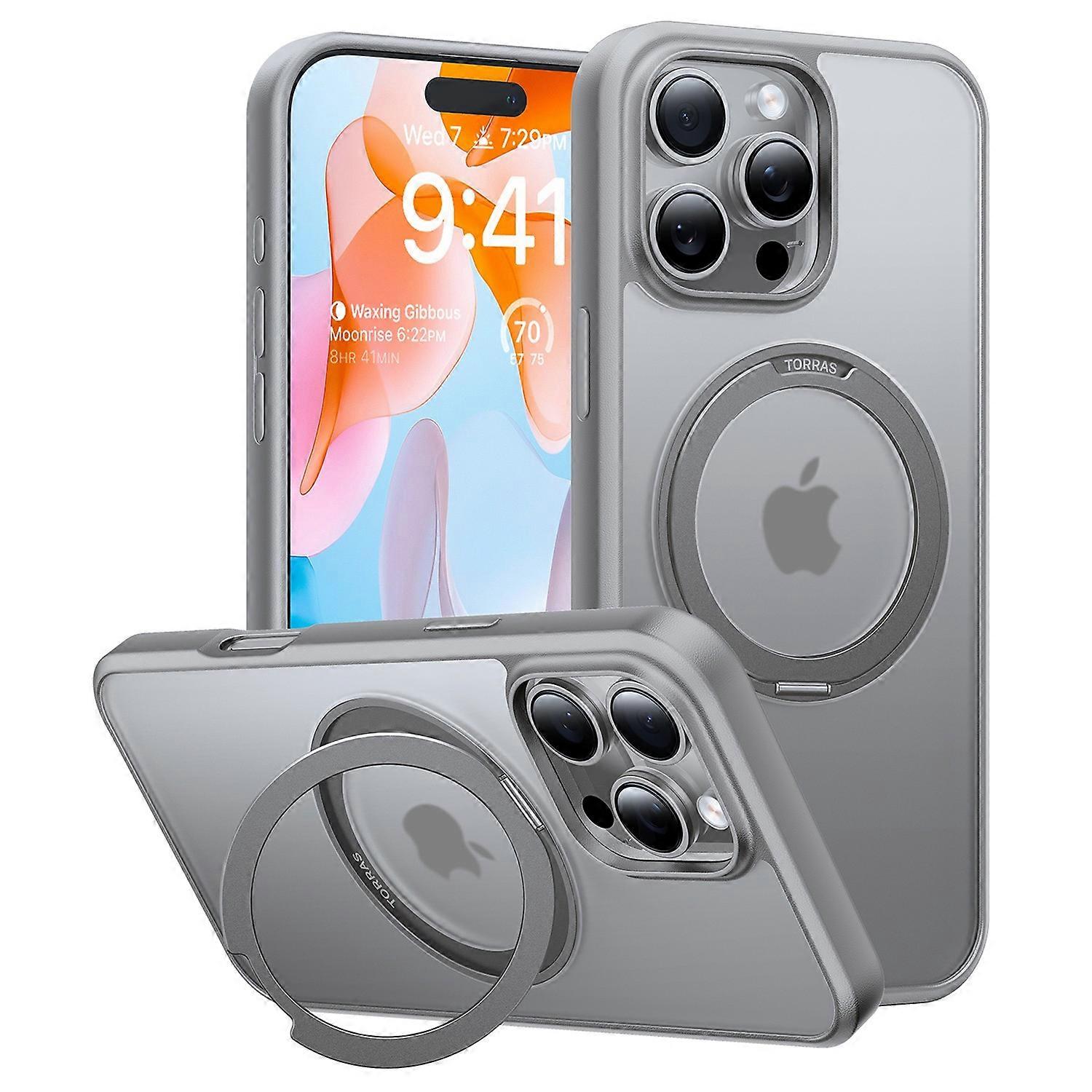 TORRAS Ostand R Series for iPhone 16 Pro Max Case Rotating Kickstand TPU+PC Phone Cover Compatible w