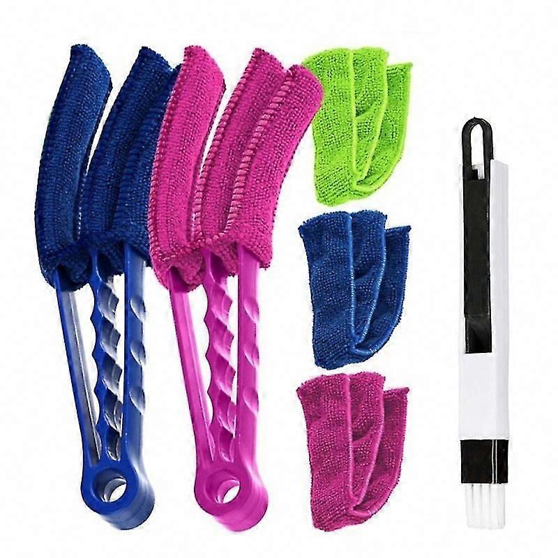 Window Blinds Duster Brush for AC Shutters, Dust Collector Cleaning Tool with Extra Microfiber Sleeves (1 Set 6pcs Mixed Color)
