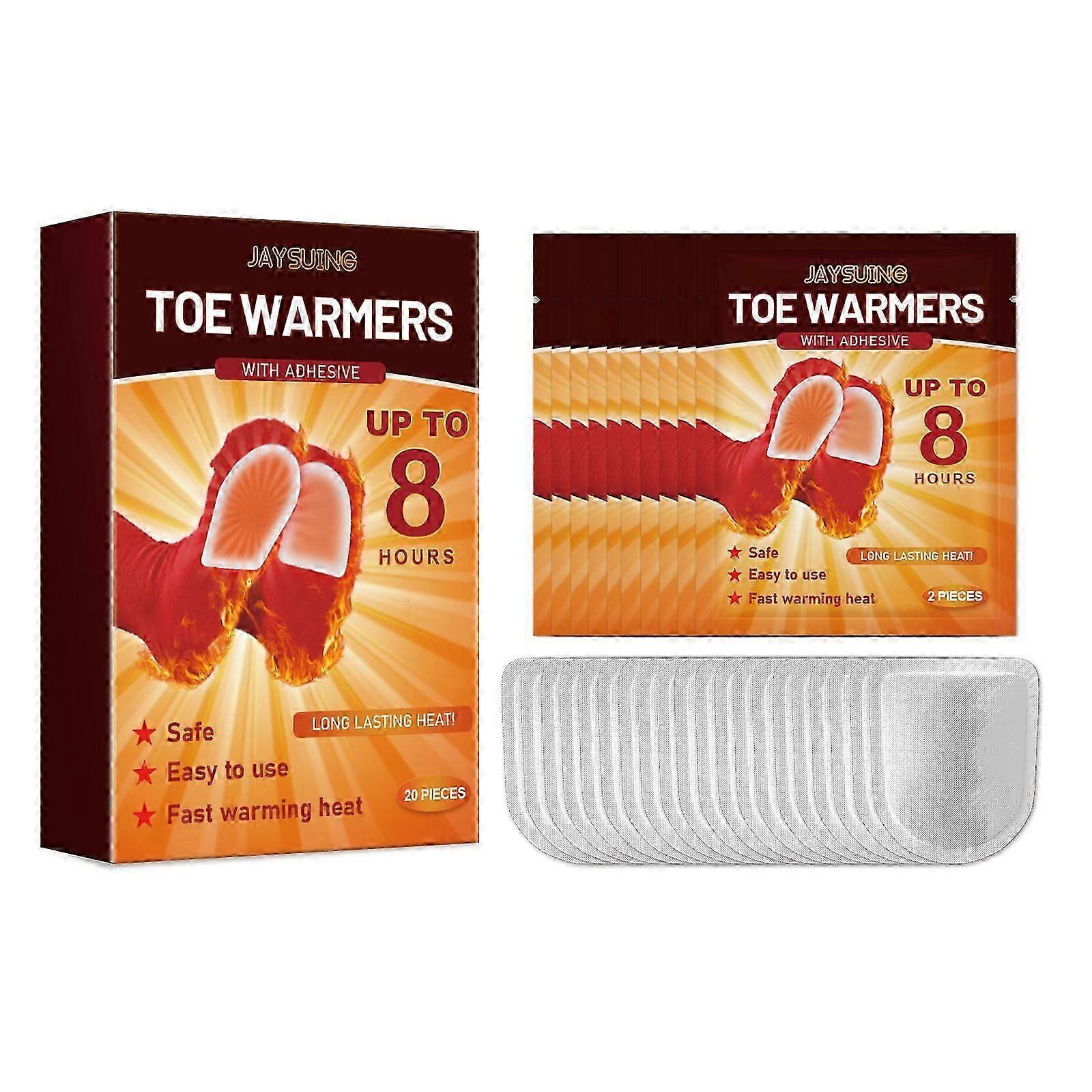 Jaysuing foot warmers (10 pairs in a box) are self heating, compact, and portable foot warmers with quick heating and foot warmers