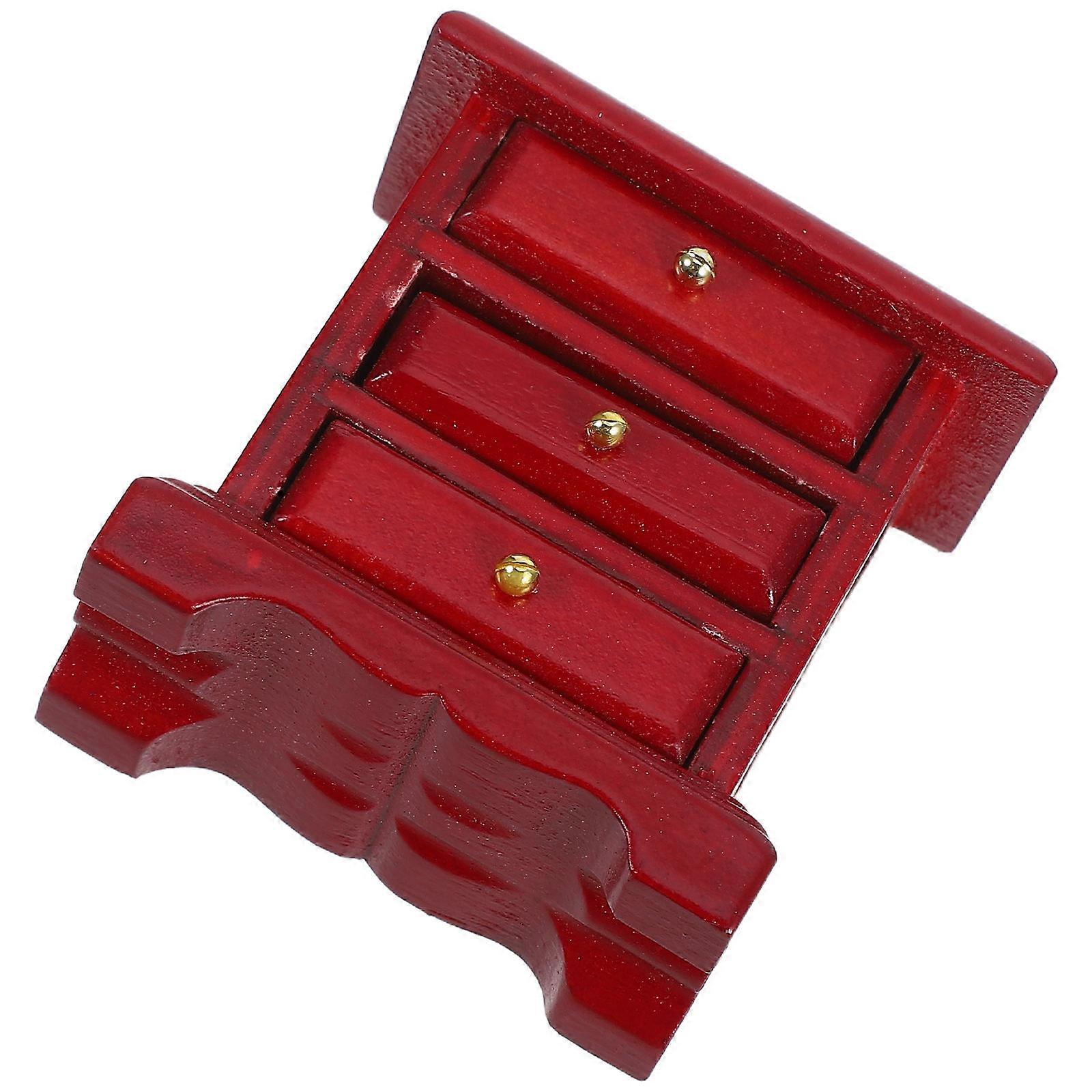 Wooden Dollhouse Mini Drawer Cabinet Micro Furniture Model for Room Decor, Adorable Design with Excellent Workmanship for Play and Mini House Display