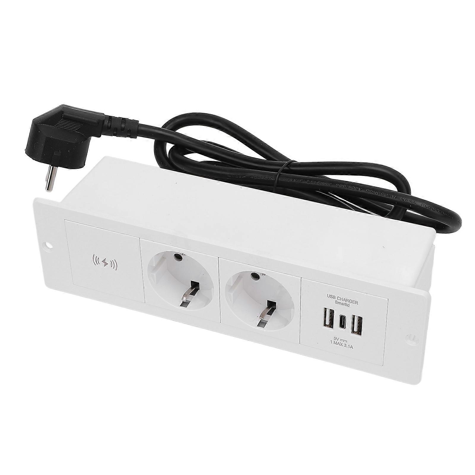 Recessed Power Strip 4-in-1 with USB, Type-C, Wireless Charge