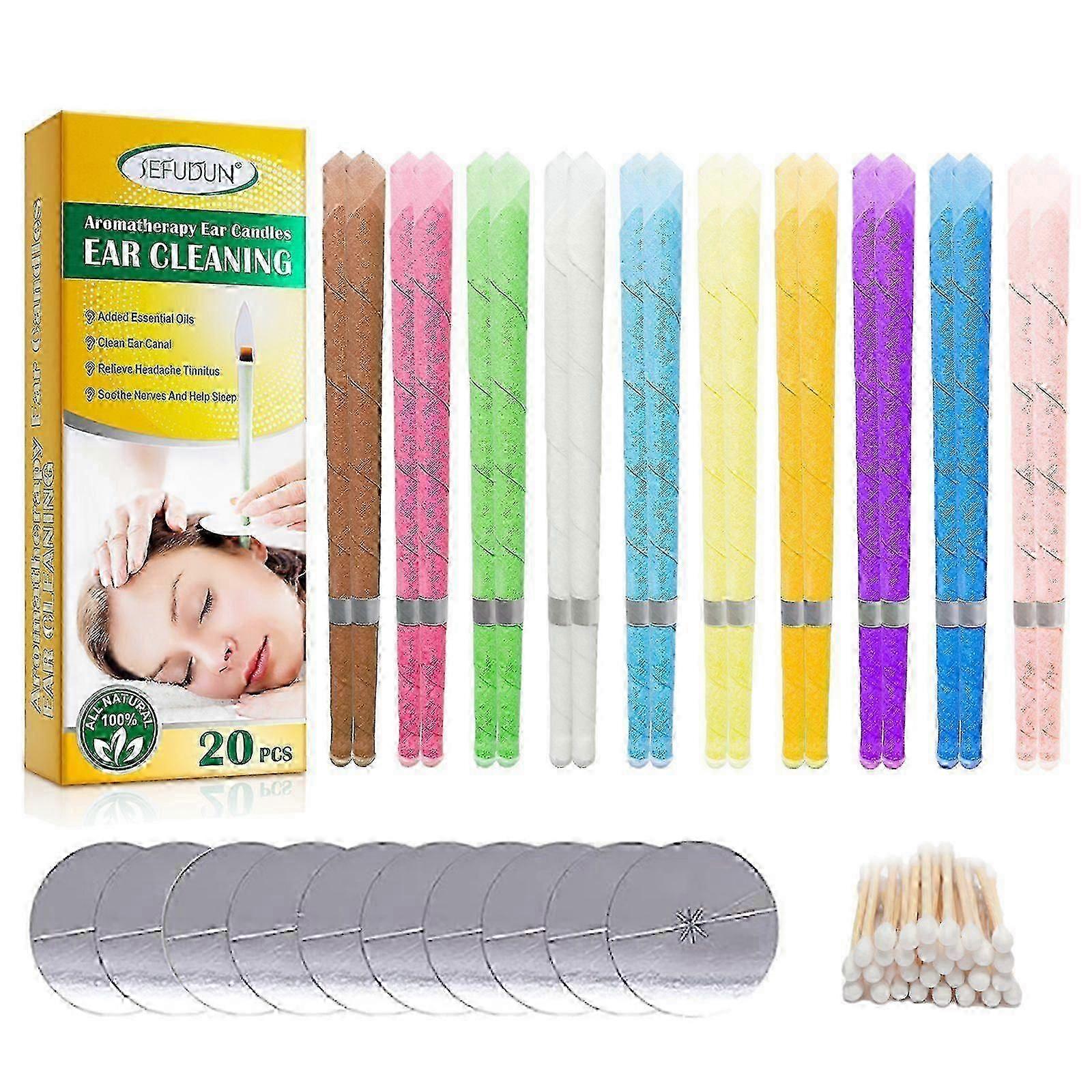Ear wax candle 10 pack with protective discs for relaxing and cleaning