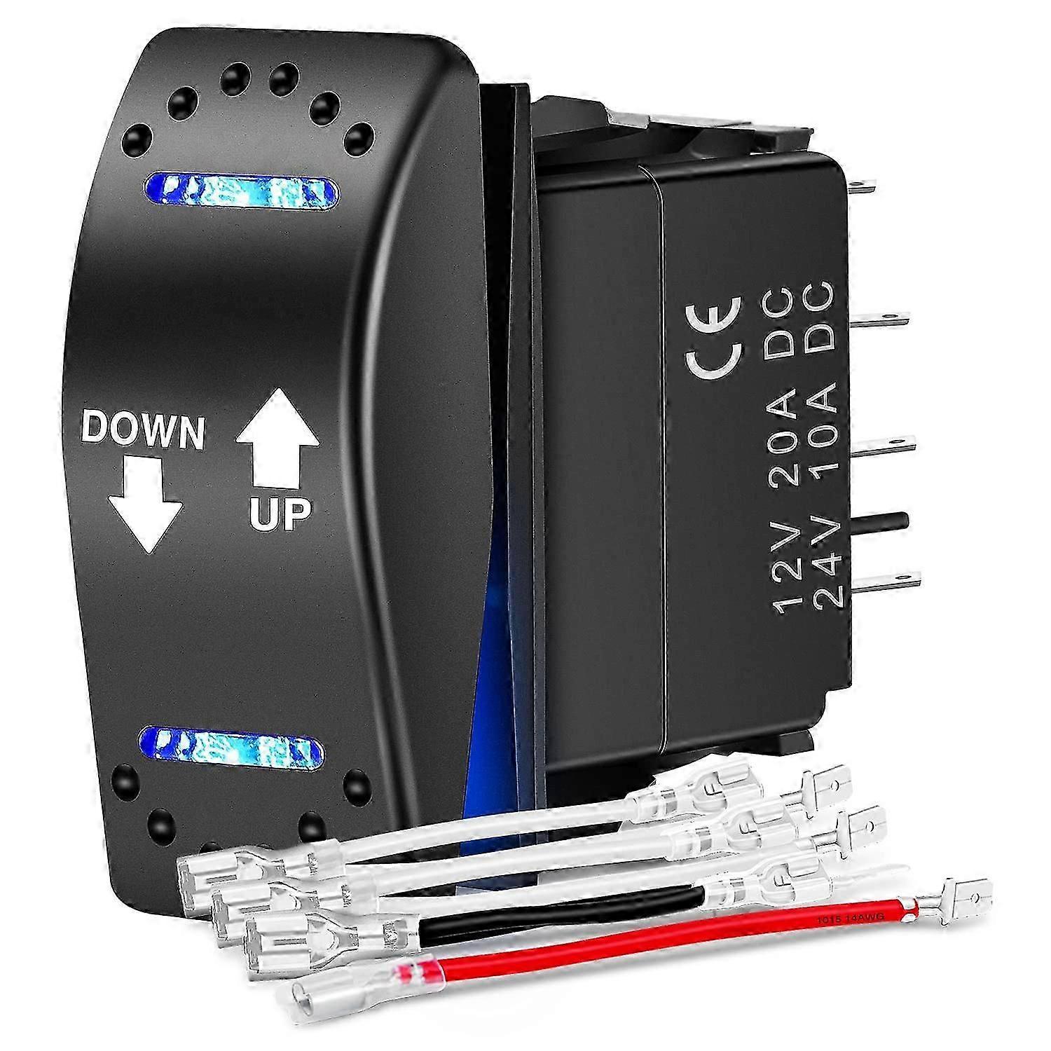 Down Up Polarity Reverse Switch DPDT 20A 7PIN Momentary Rocker ON/Off/ON 12V 24V Toggle Jumper Wires for Control Motor Ho