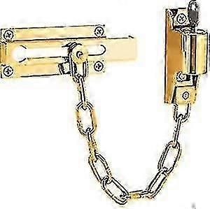 Polished Brass Lockable Door Chain, Security Chain, Door Limiter For Privacy And Security, With Locking Mechanism For External Key Release.