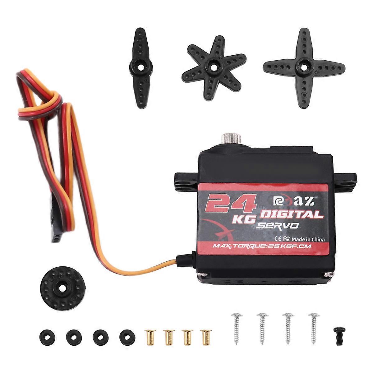  Low Profile Digital Servo Short Body Standard Large Torque Metal Gear Motor for 1/8 1/10 RC Car Robot 24KG