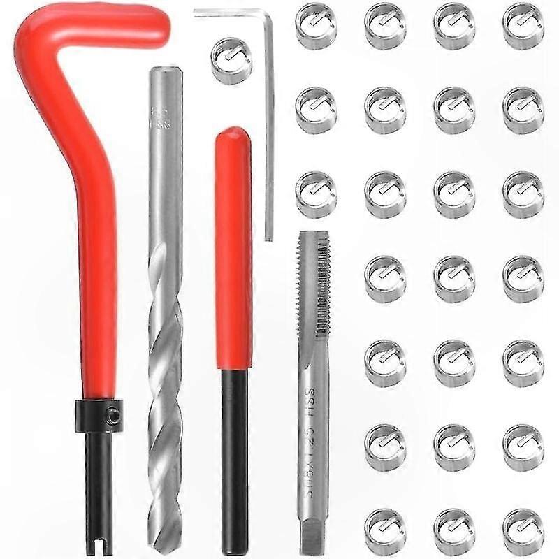 M8 x 1.25mm Thread Repair Kit with 30 Inserts and Installation Tool for Damaged Threads