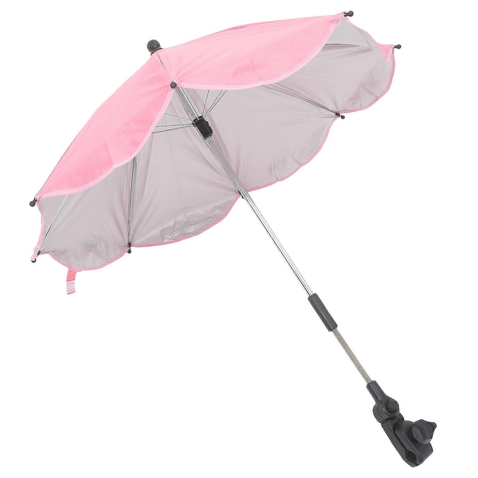 Pink Stroller Umbrella UV Protection Lightweight Adjustable Sunshade for Babies Outdoor Use