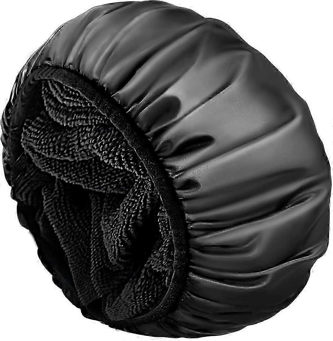 New Enhanced Shower Cap - Extra Large, Triple Layer, with Dry Hair Function & Microfiber Terry Cloth Material for Women's Bathing Experience