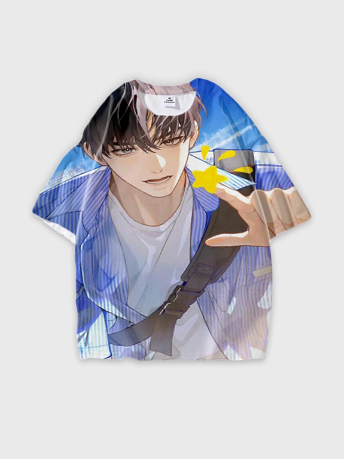 T-Shirt Short Sleeve Round Neck, Summer Casual Loose Graphic Tee, Unisex The Wu Zhe's Wildness W1479