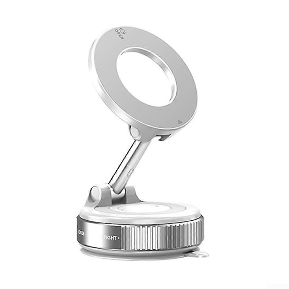 Car Dashboard Phone Mount Universal Compatibility Magnetic Base 360 Degree Adjustable Holder Automatic Alignment White