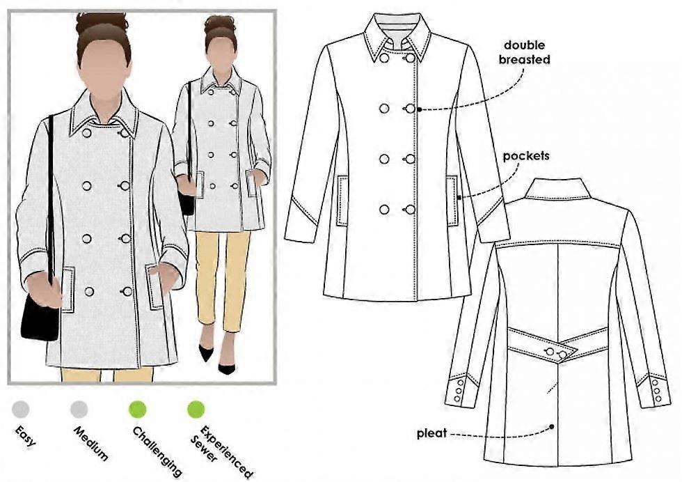 Style Arc Sewing Pattern Beatrice Pea Coat Sizes 18-30