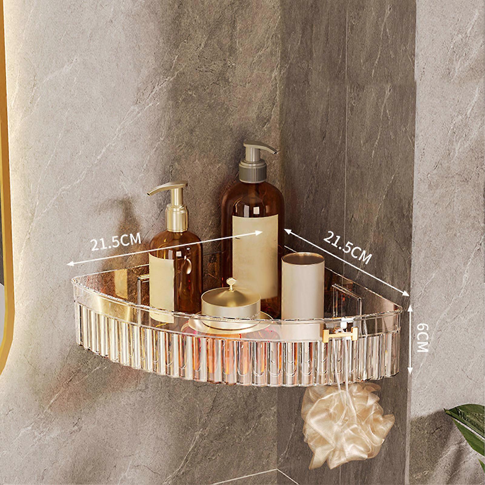 Transparent Plastic Half Round Corner Shower Shelf Wall Mounted Organizer