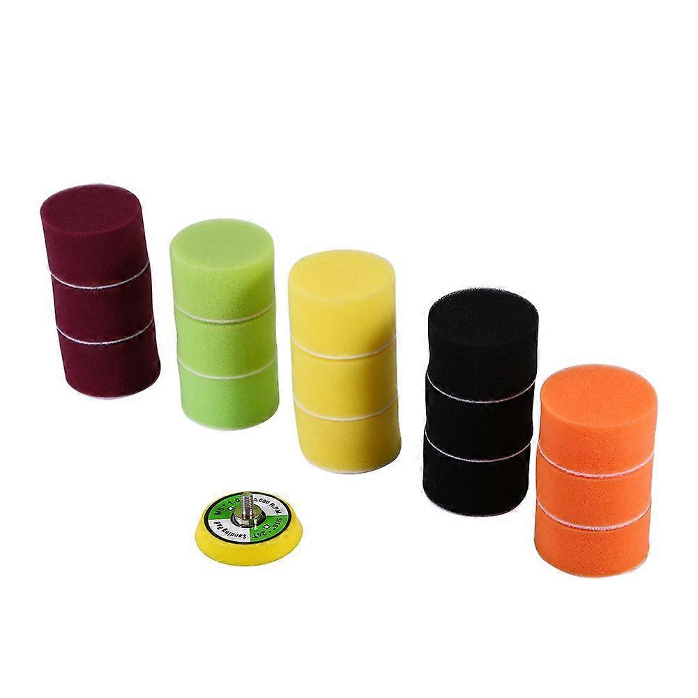 16pcs 2" Sponge Flat Polishing Buff Pad Set For Air Sander Car Polisher Thread M6X1