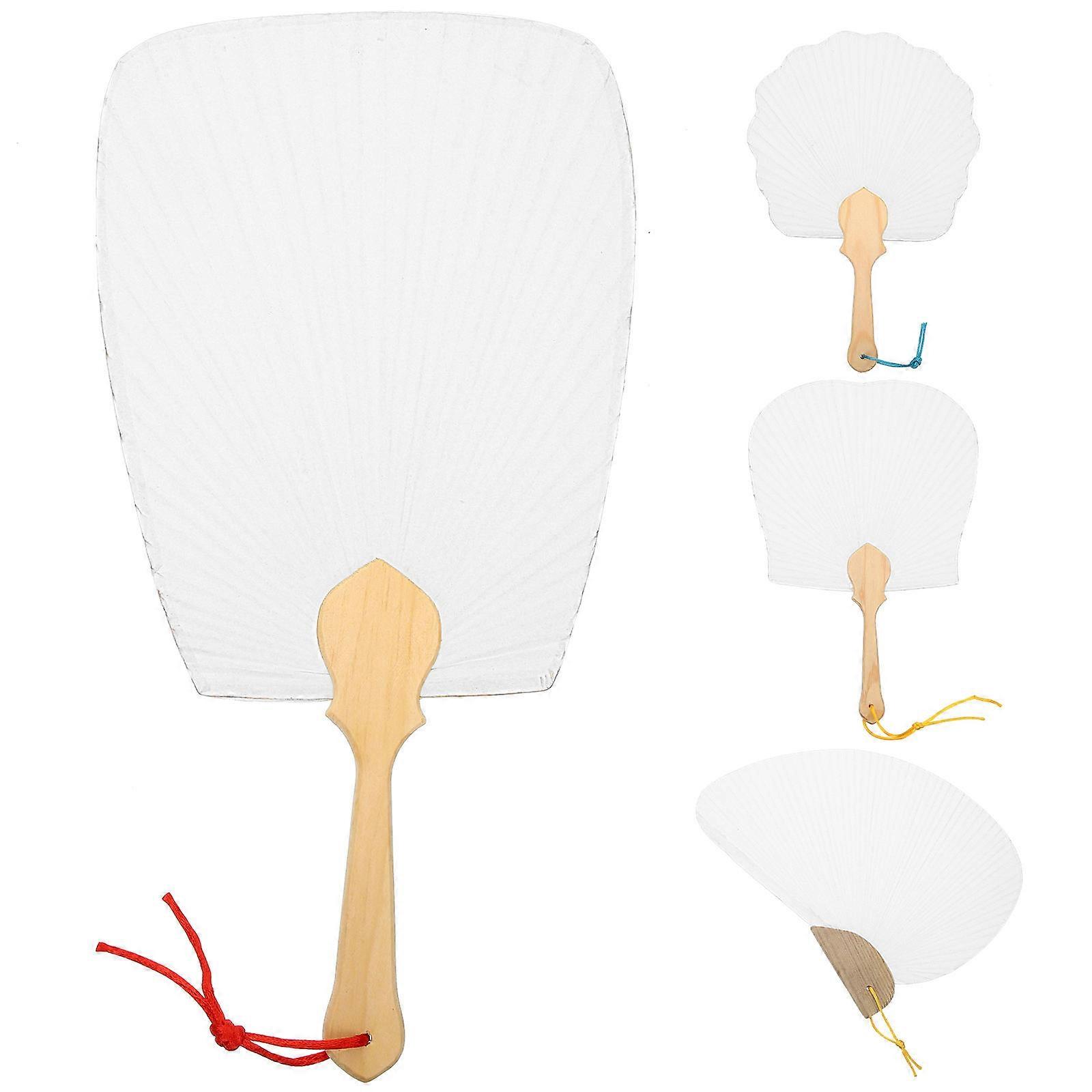 White Paper Hand Fan for DIY Drawing 20Pcs Handmade Assorted Shape Fans