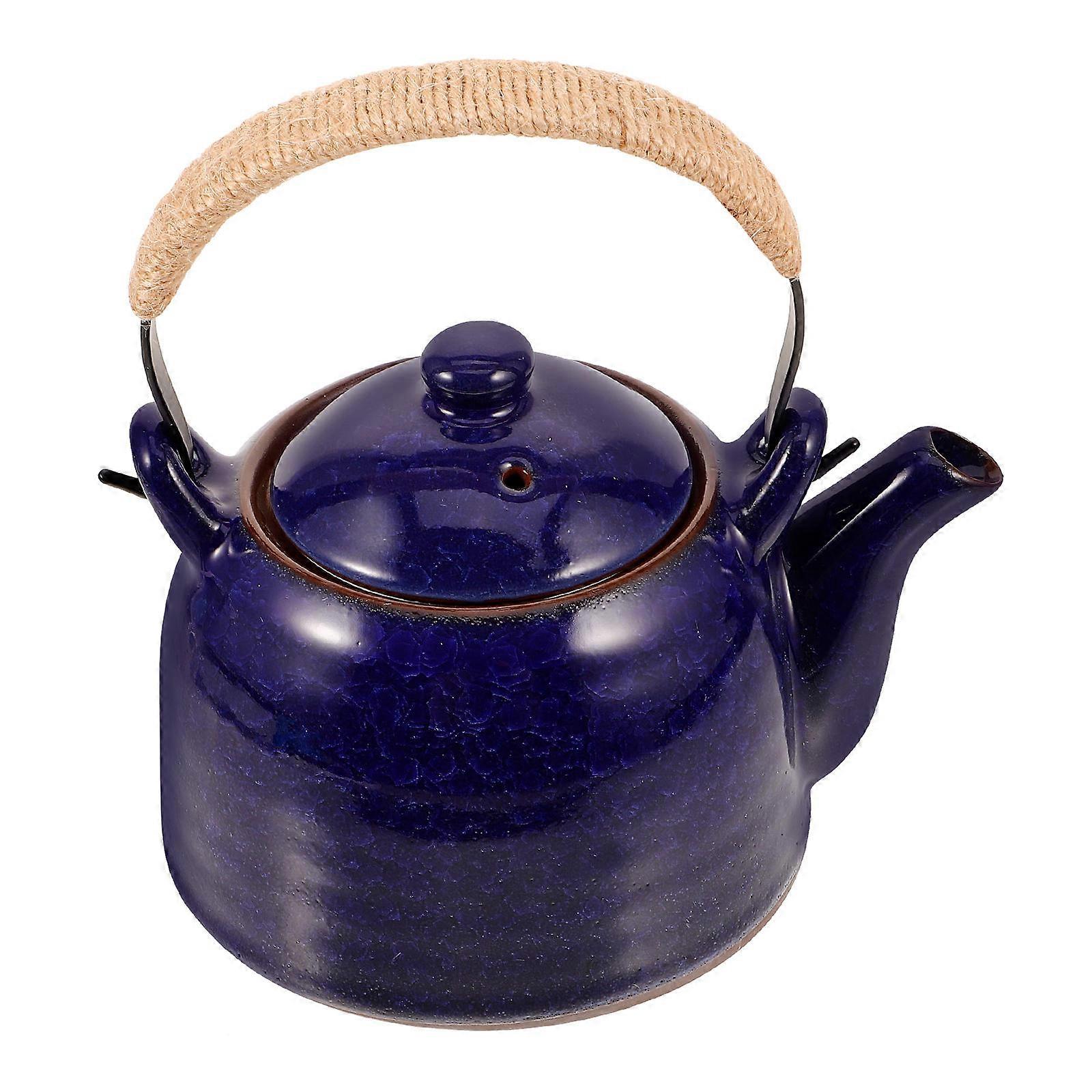 Ceramic Teapot for Home Use Classic Porcelain Water Kettle 2Pcs Silver