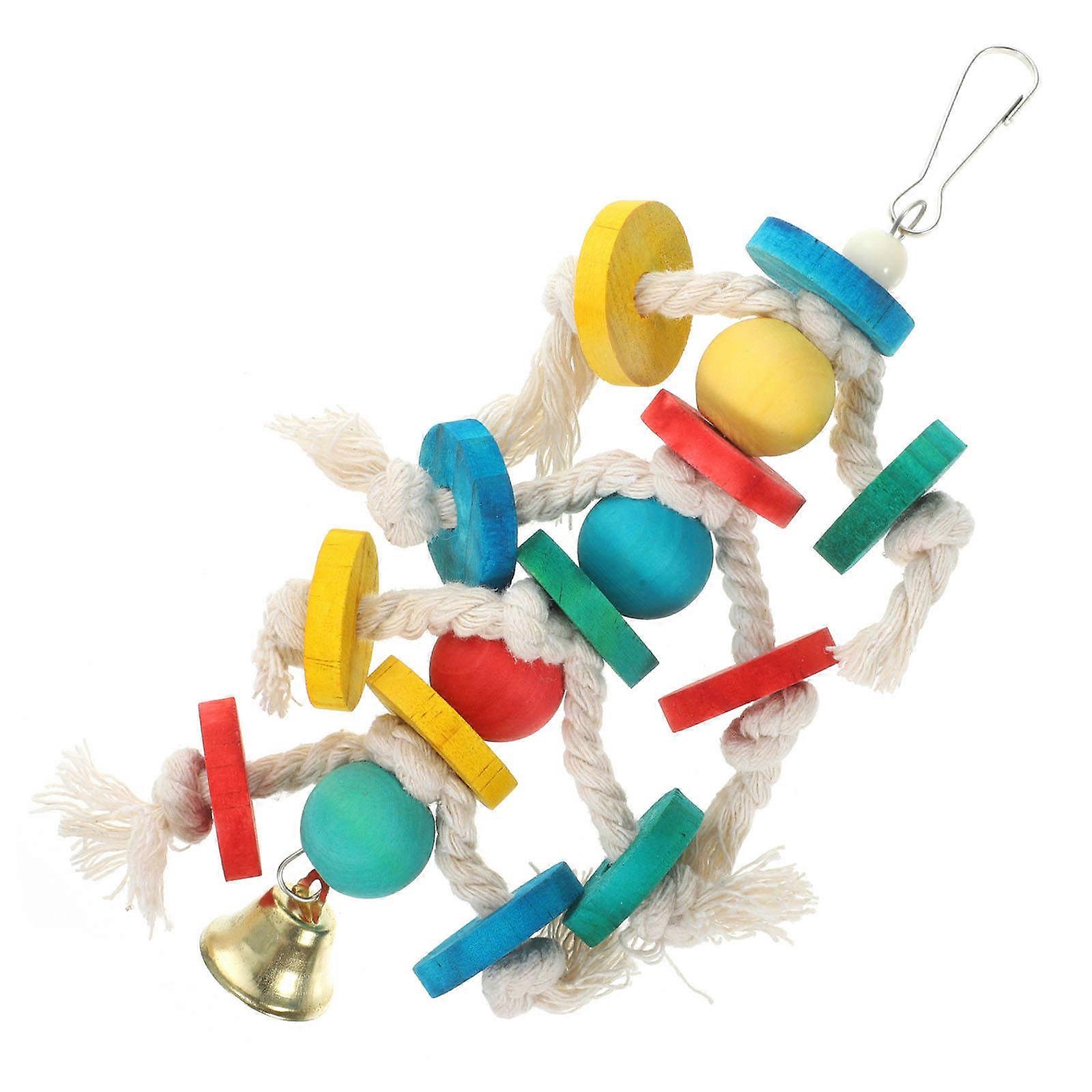 Parrot Toy Wooden Hanging Bird Chew Toy for Beak Grinding 5Pcs