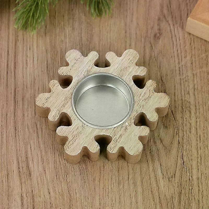Christmas Wooden Candle Holder Snowflake Xmas Tree Candlestick 2025 Christmas Home Table Decorations Ornament New Year Gift
