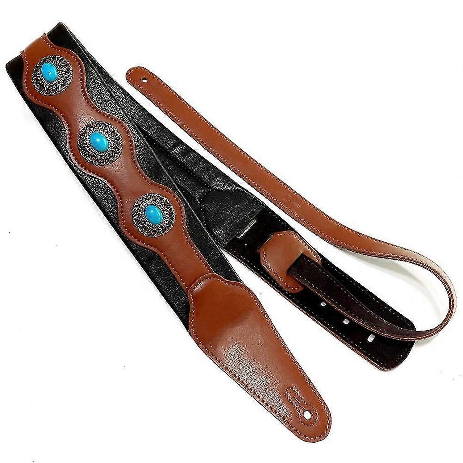 Guitar Strap Ethnic Style Leather Adjustable Acoustic Electric