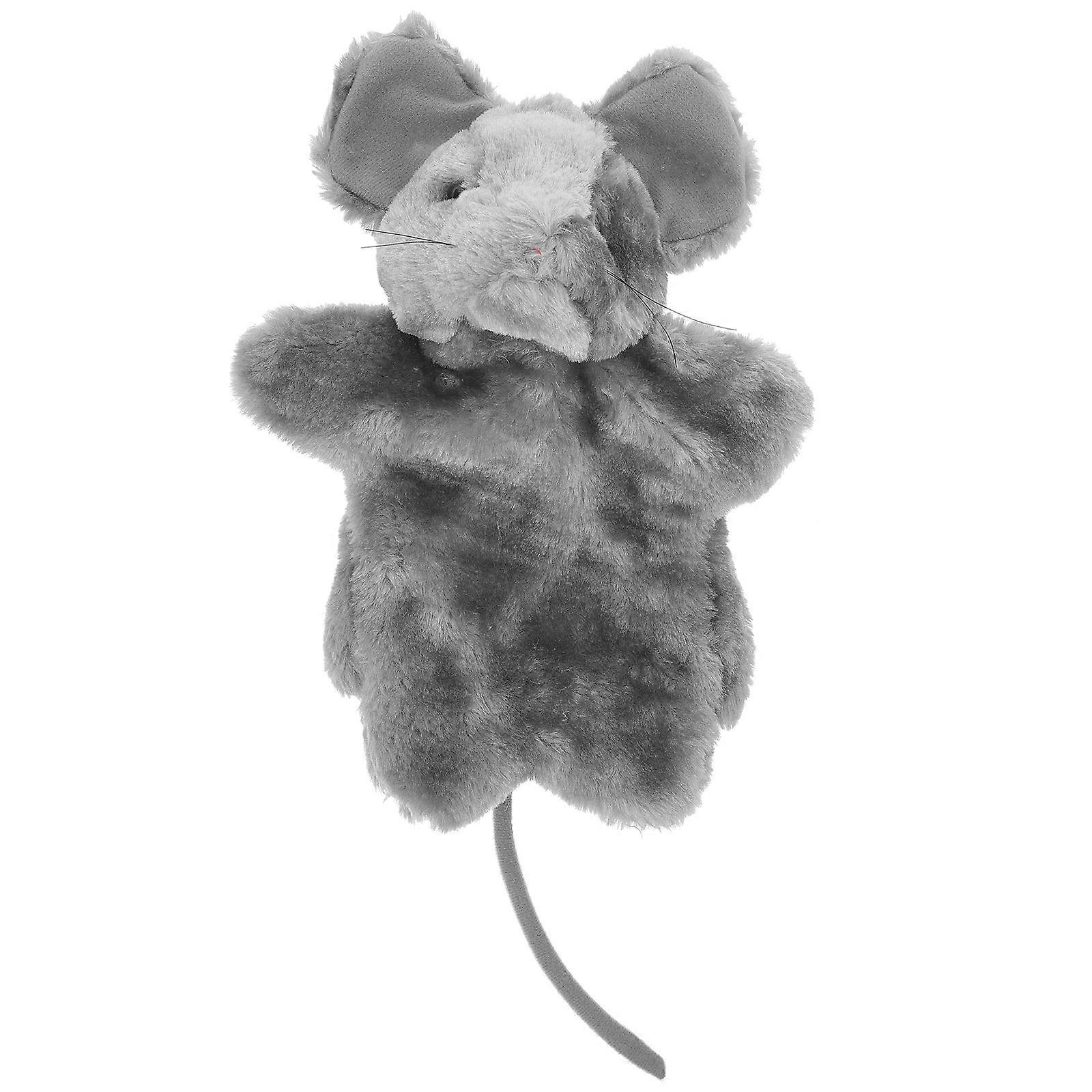 Old Mouse Hand Puppet Plush Animal Puppet for Story Telling Grey