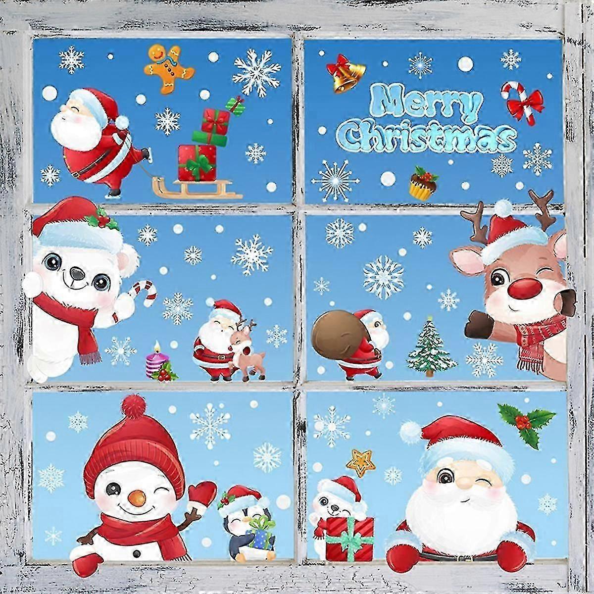 Christmas Snowflake Window Clings Stickers For Glass, Xmas Decals Decorations Holiday Snowflake San