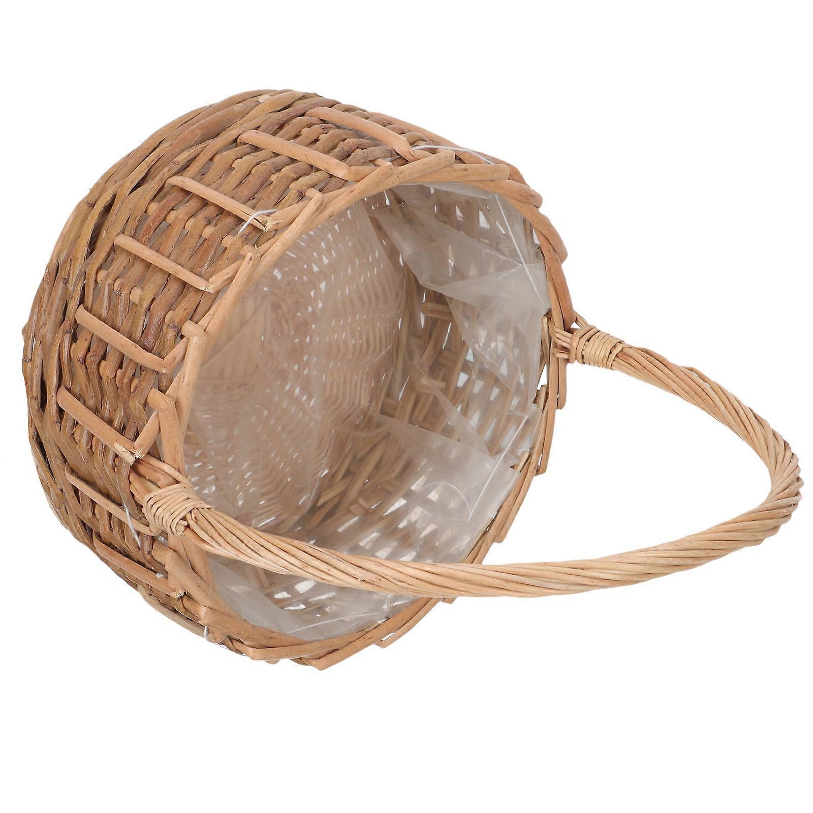 Handmade Khaki Rattan Flower Basket for Decoration 2Pcs Set