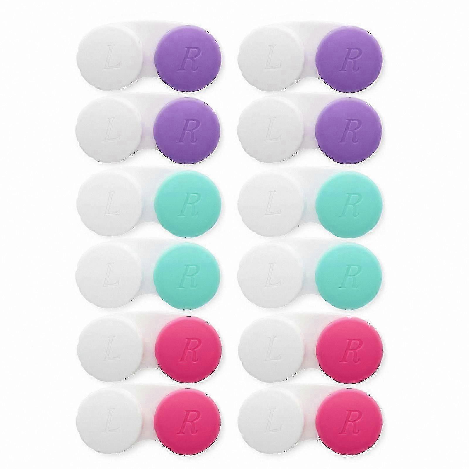12-Pack Contact Lens Storage Cases with Left/Right Labels, Portable and Colorful Containers for Daily Use