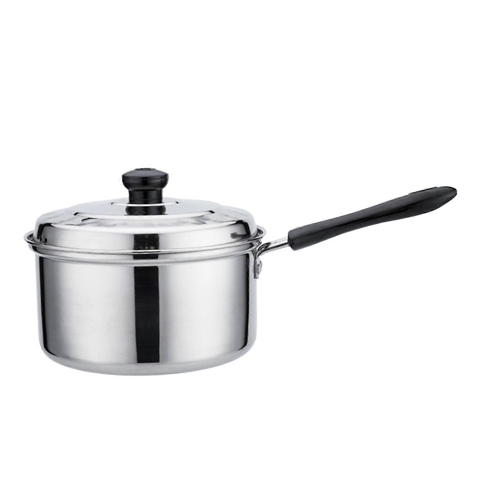 Nonstick Saucepan With Lid Metal Pan Long Handle 14cm, Easy Clean Stovetop Pot For Pasta Noodles, Home Kitchen