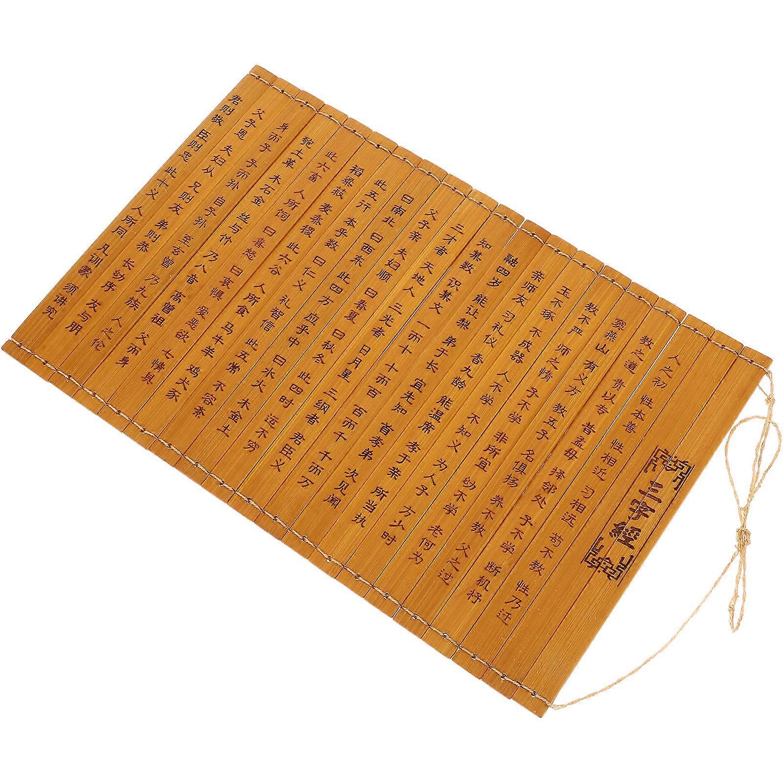 Bamboo Craft Ornament 2Pcs Photo Prop Decorative Home Office Desktop Adornment Rectangular