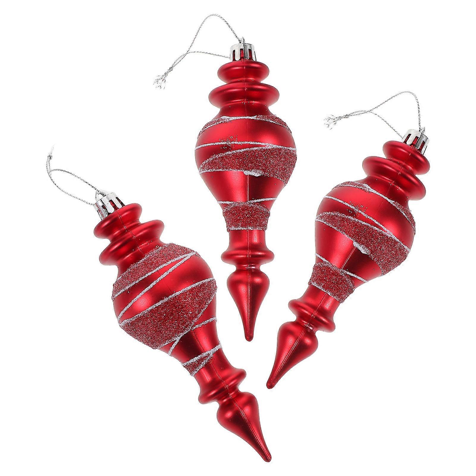 3Pcs Shatterproof Christmas Tree Ornament for Decoration Red Plastic Bauble