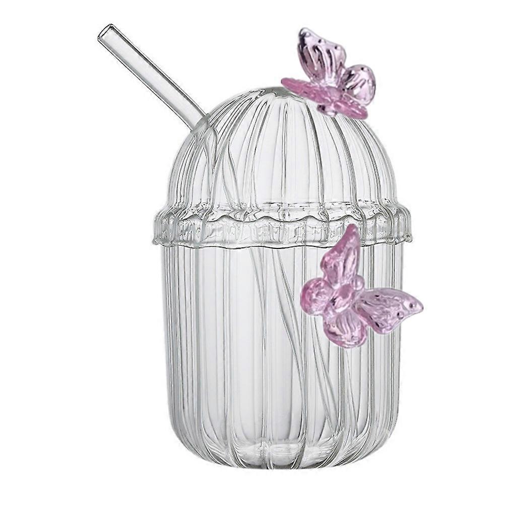 Glass Can Cup with Lid and Straw for Storage 3Sets Assorted Color