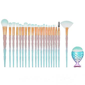Veeki Mermaid Makeup Brushes, 21PCs Professional Makeup Brush Set Foundation Face Powder Eyeshadow Blending Blush Brush Color Cosmetic tool (style 4)