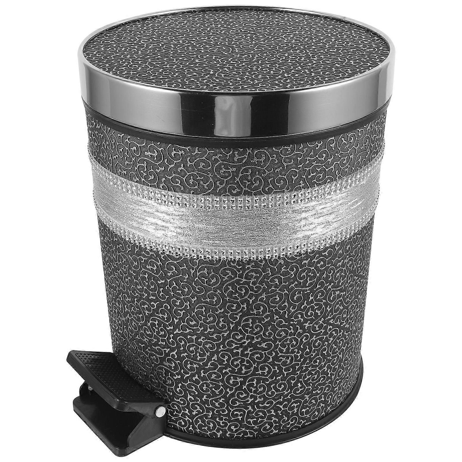 Pedal Trash Can Organizer For Family Users In Black Size 12.4x9.8x9.8inch 1Pack