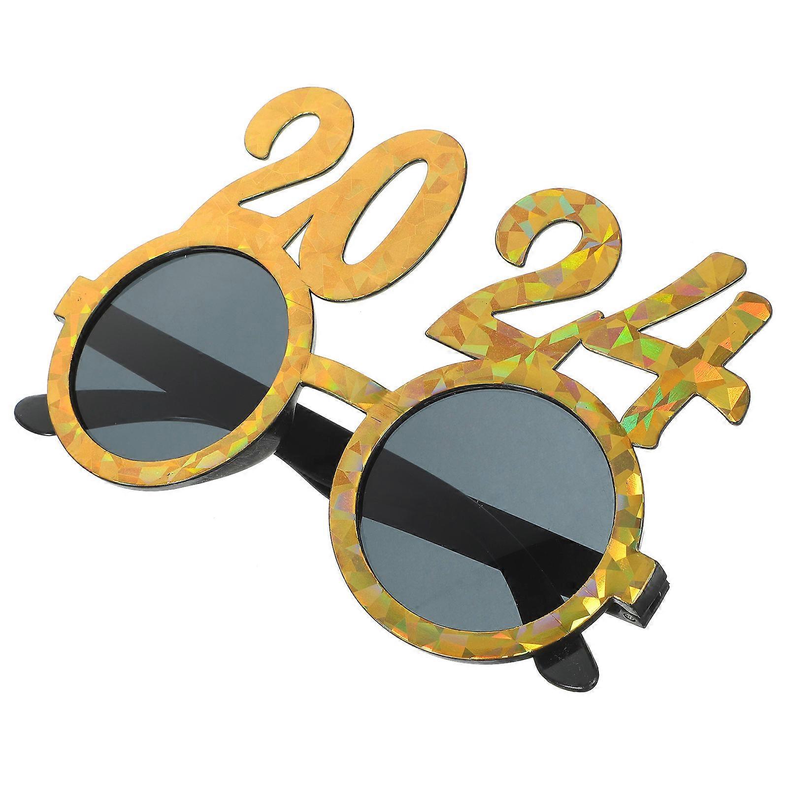 New Year Party Eyeglasses Decorative 2024 Eyeglass for Decor Golden ABS