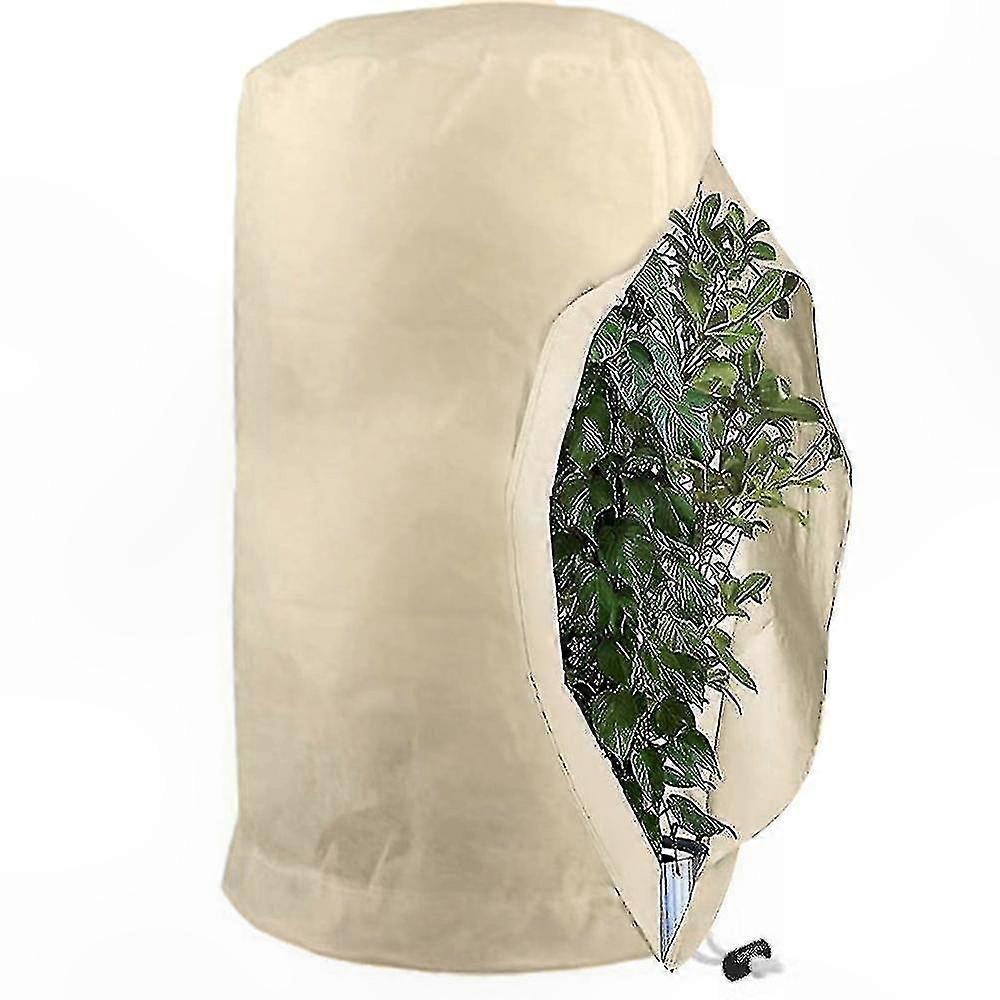 Gjenbrukbare frostbeskyttelsesposer for planter, vinterhagefleecedeksler med snøring