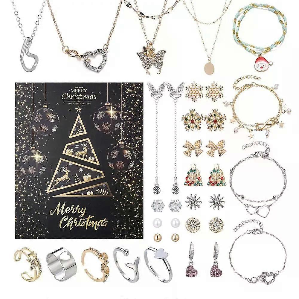 Jewelry Advent Calendar 2024 Rings Earring Christmas Countdown 24 Days Advent Calendar 2024 Christmas Party Rings Earring