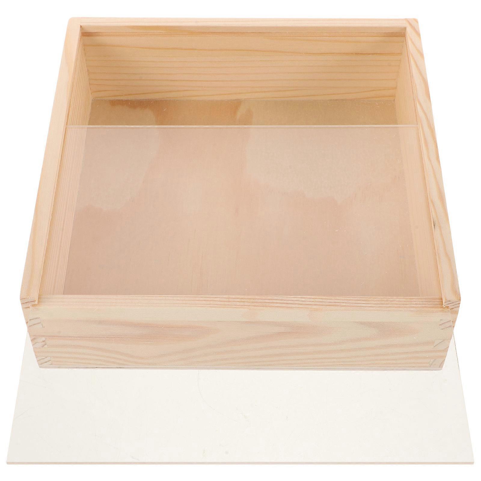 Storage Box With Lid Wooden Jewelry Organizer For Weddings Beige Color Rectangular Shape 1Pack