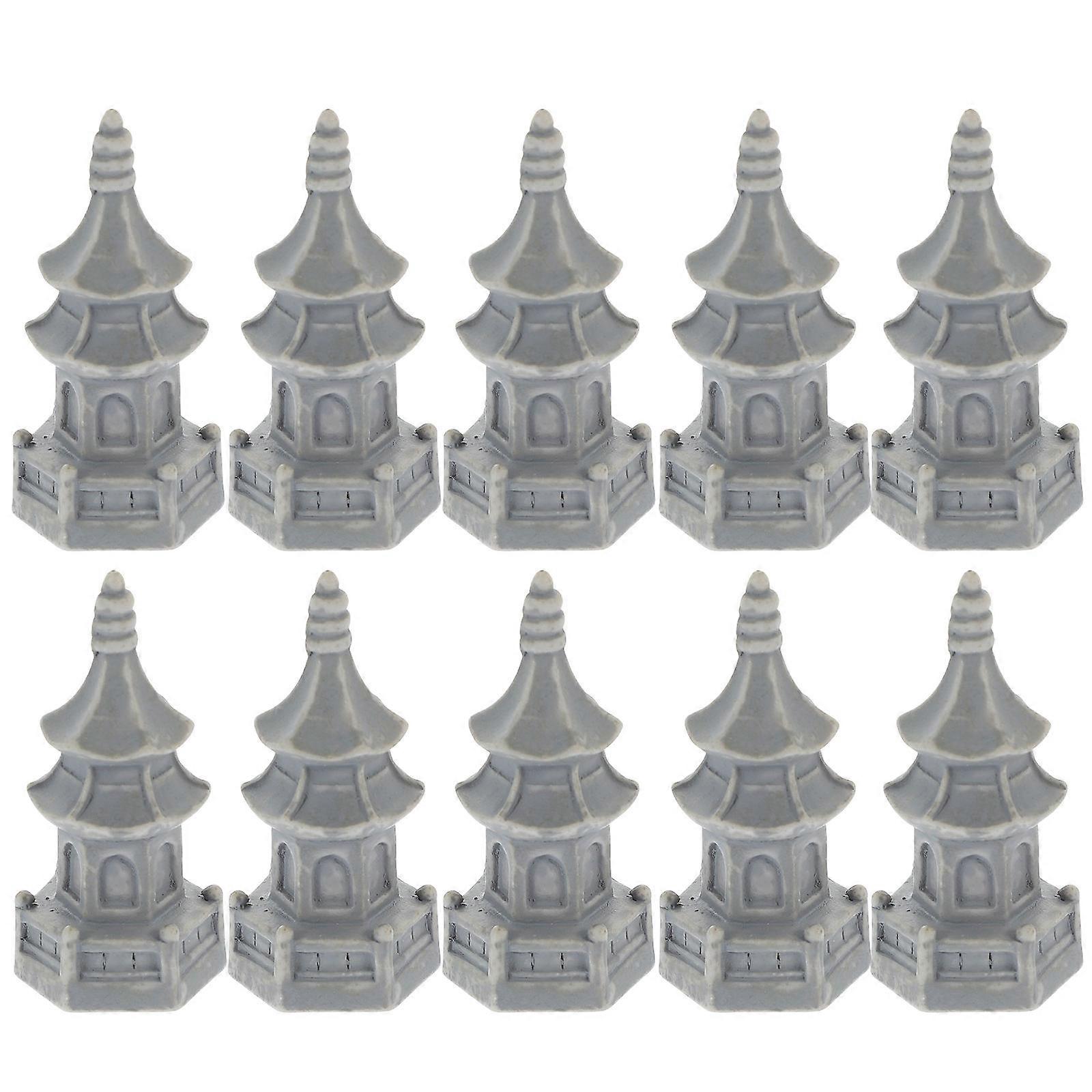 Miniature Pavilion Statue Decoration For Mini Garden Succulent Plants With Realistic Detail In Grey Color 40 Pcs