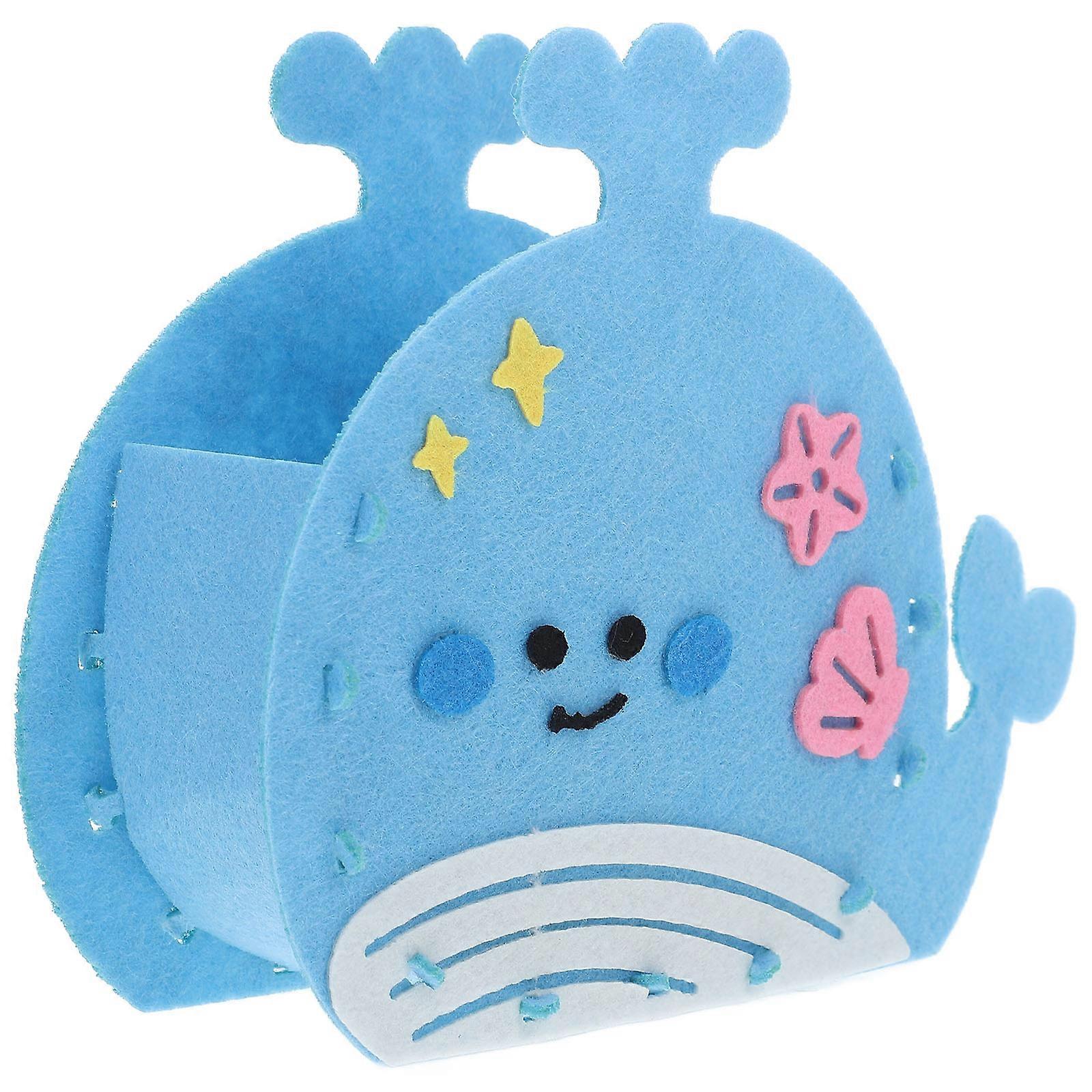 Whale Shape Pen Holder For Kids Multifunctional Use Material Blue 1Set