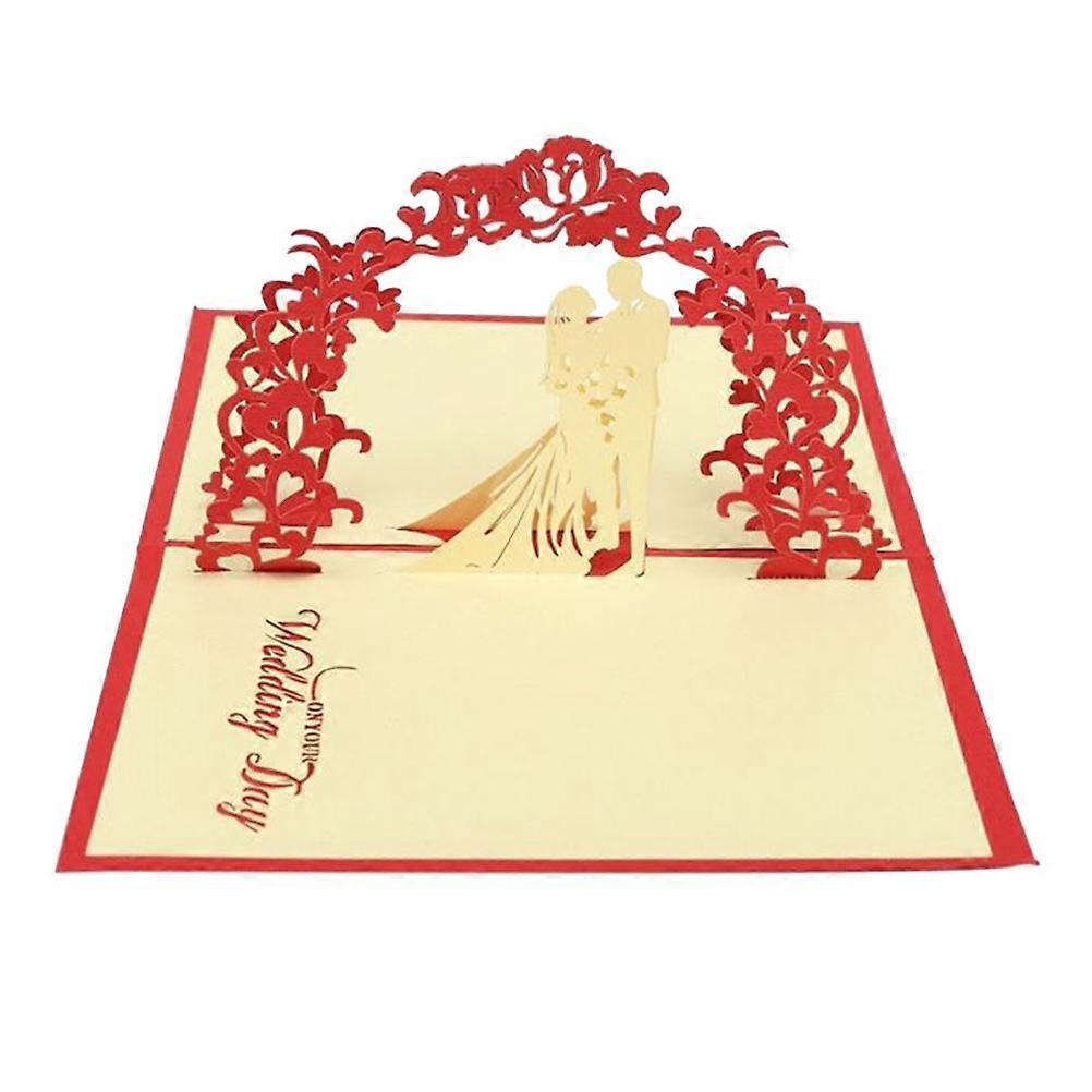Wedding Card 3D Handmade Bridegroom and Bride Creative Greeting for 2Pcs