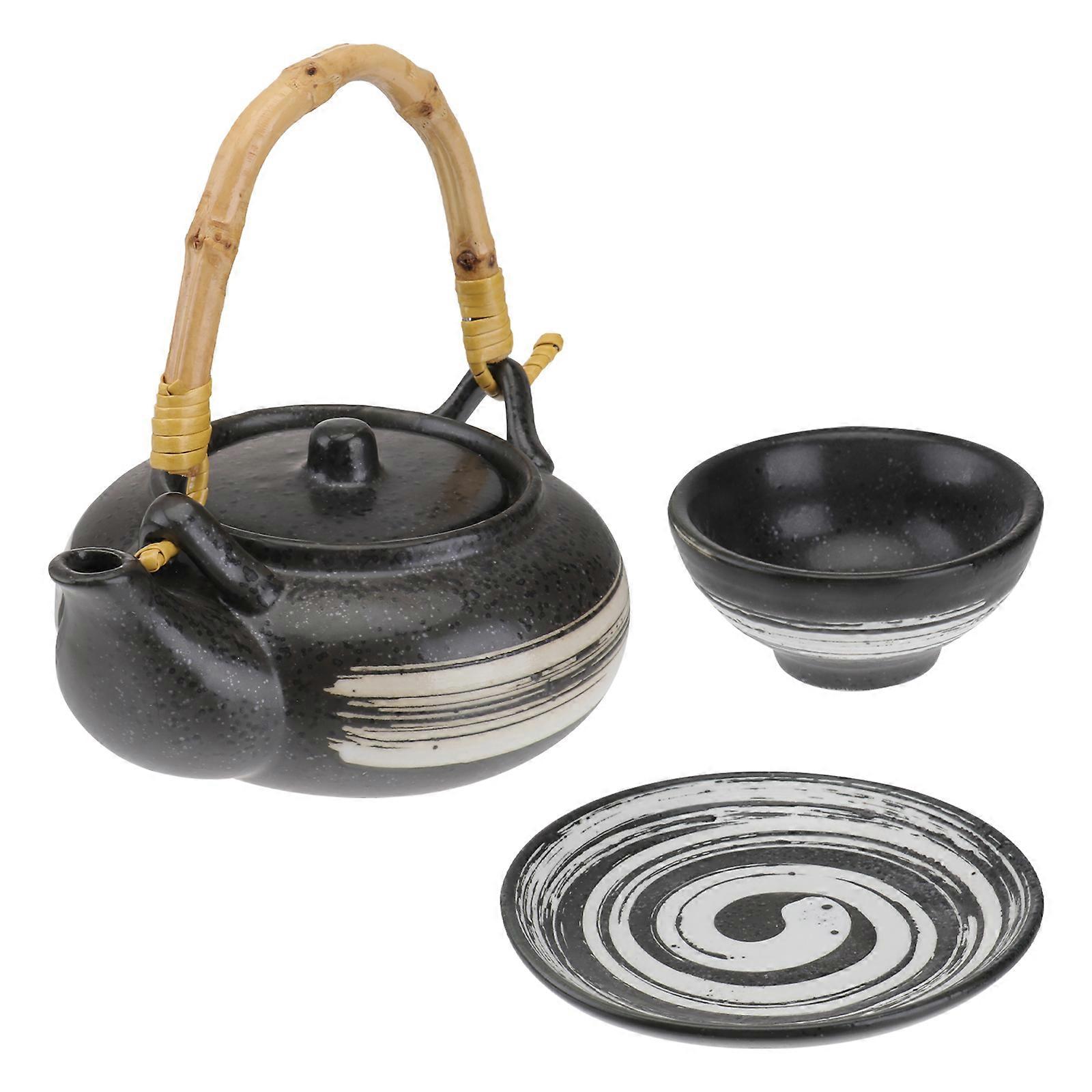 Ceramic Teapot Set Japanese Style Home Use Small Cup Round Pot 1Set