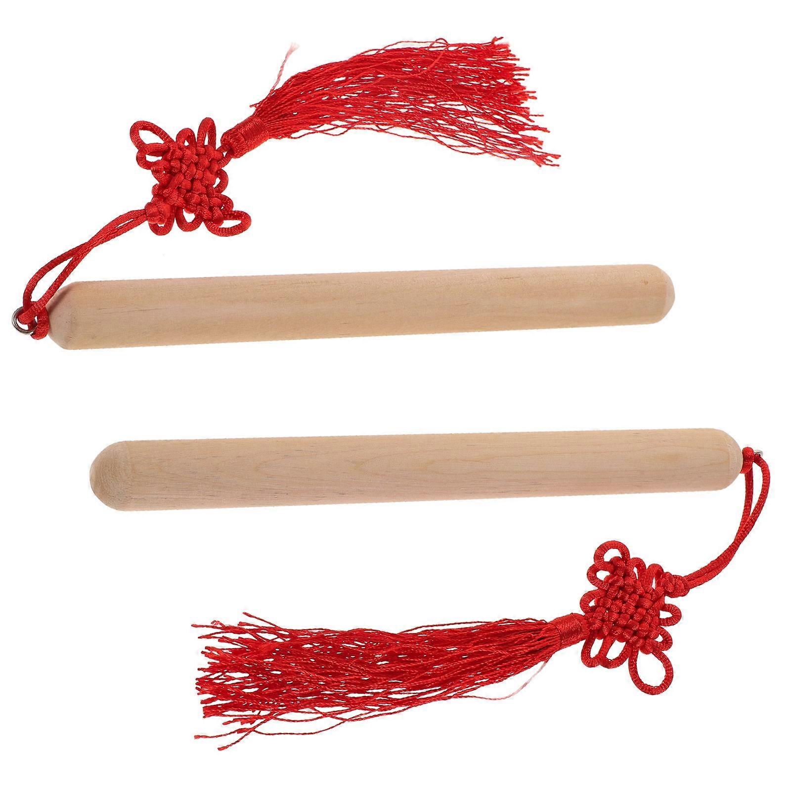 Percussion Wooden Instrument 8Pcs Rhythm Sticks With Tassel For Children Teamwork Development Music Class Natural Wood