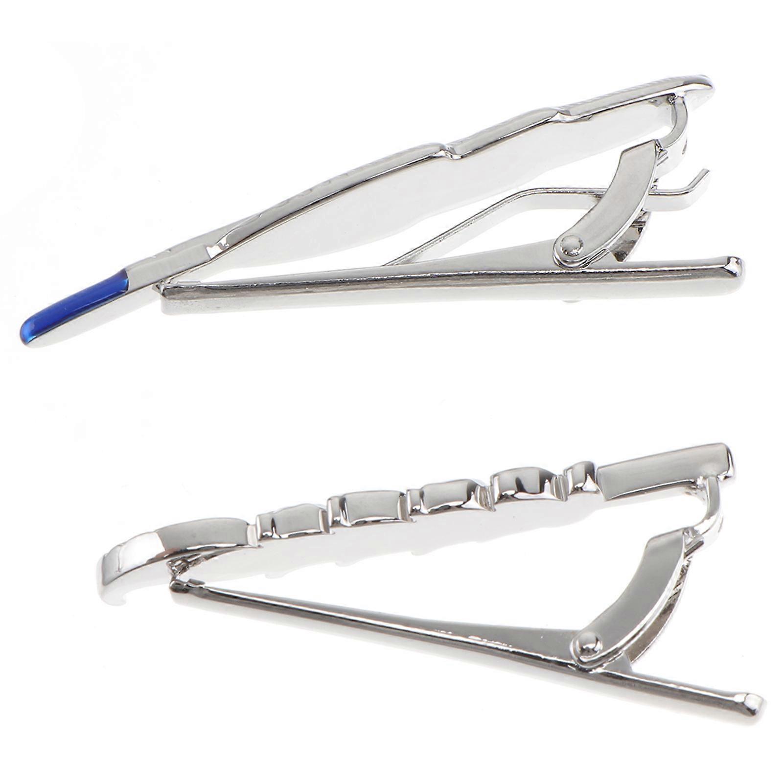 Classic Simple Style 2Pcs Silver Necktie Clasp Casual Wear Durable Wear Resistance